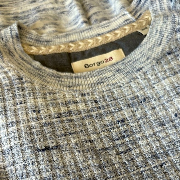 Borgo28 Cotton Cashmere Wool Blue & White Marled Crewneck Sweater Size Medium - Picture 3 of 10